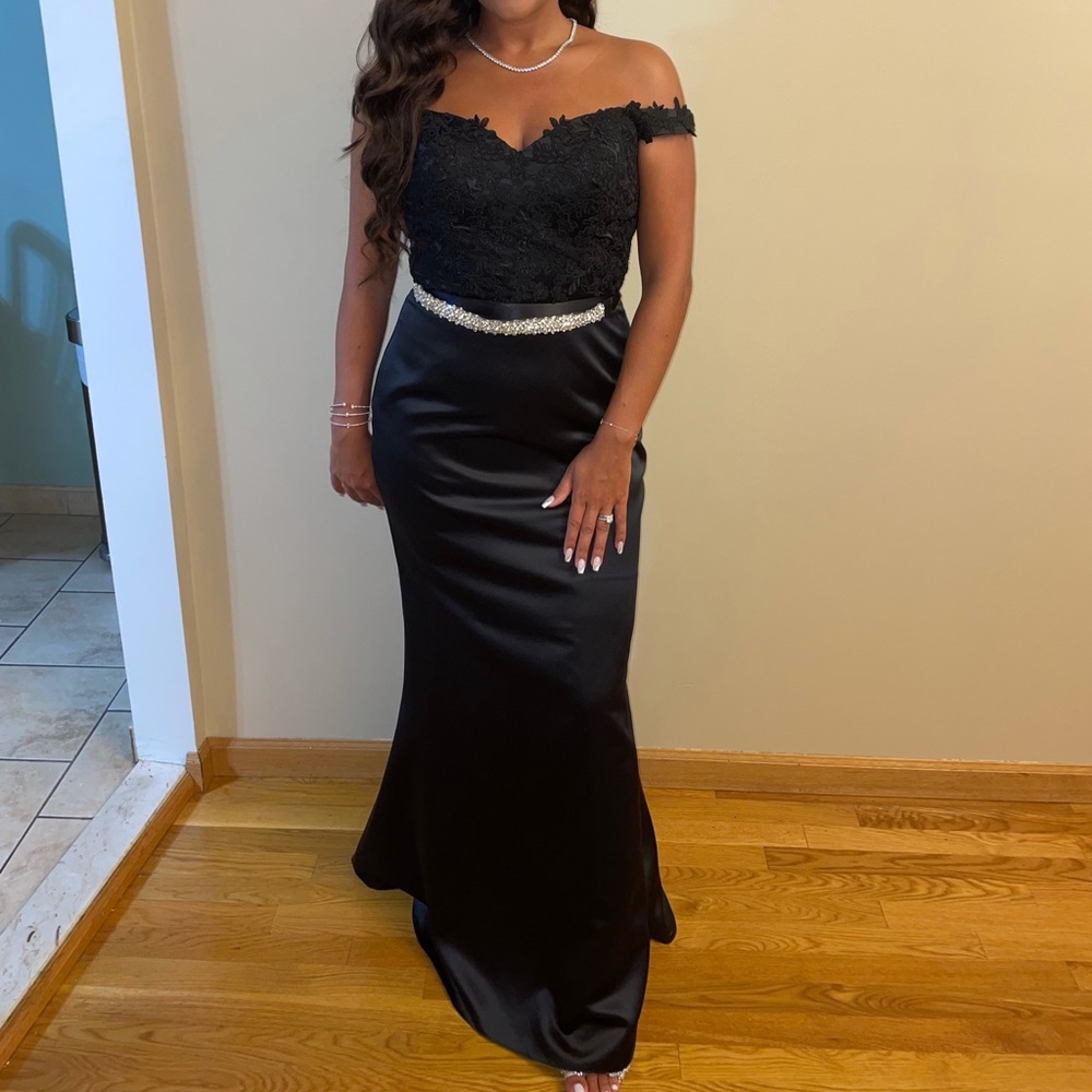 Ashley and Justin Black formal gown